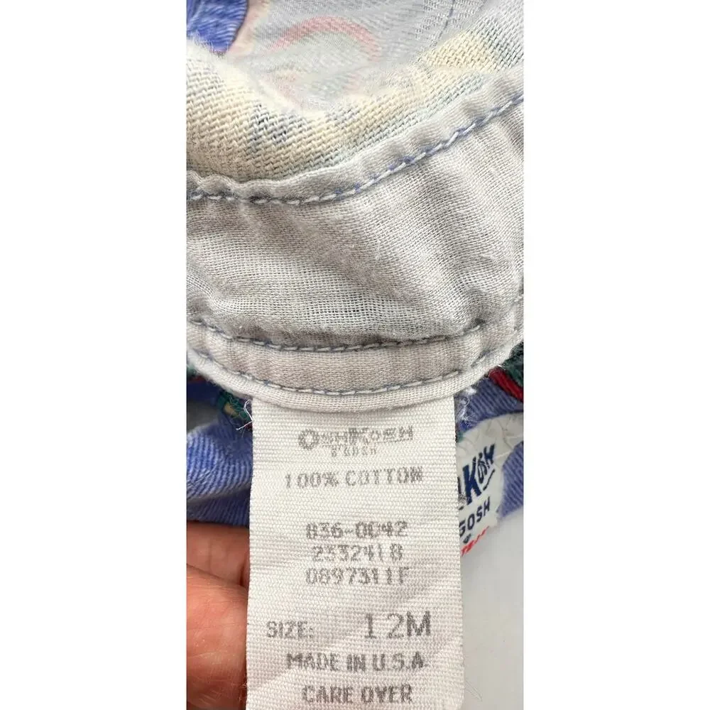 Vintage OshKosh B'Gosh Route 55 Overalls 12 Months 100% Cotton Made in USA - Picture 9 of 10